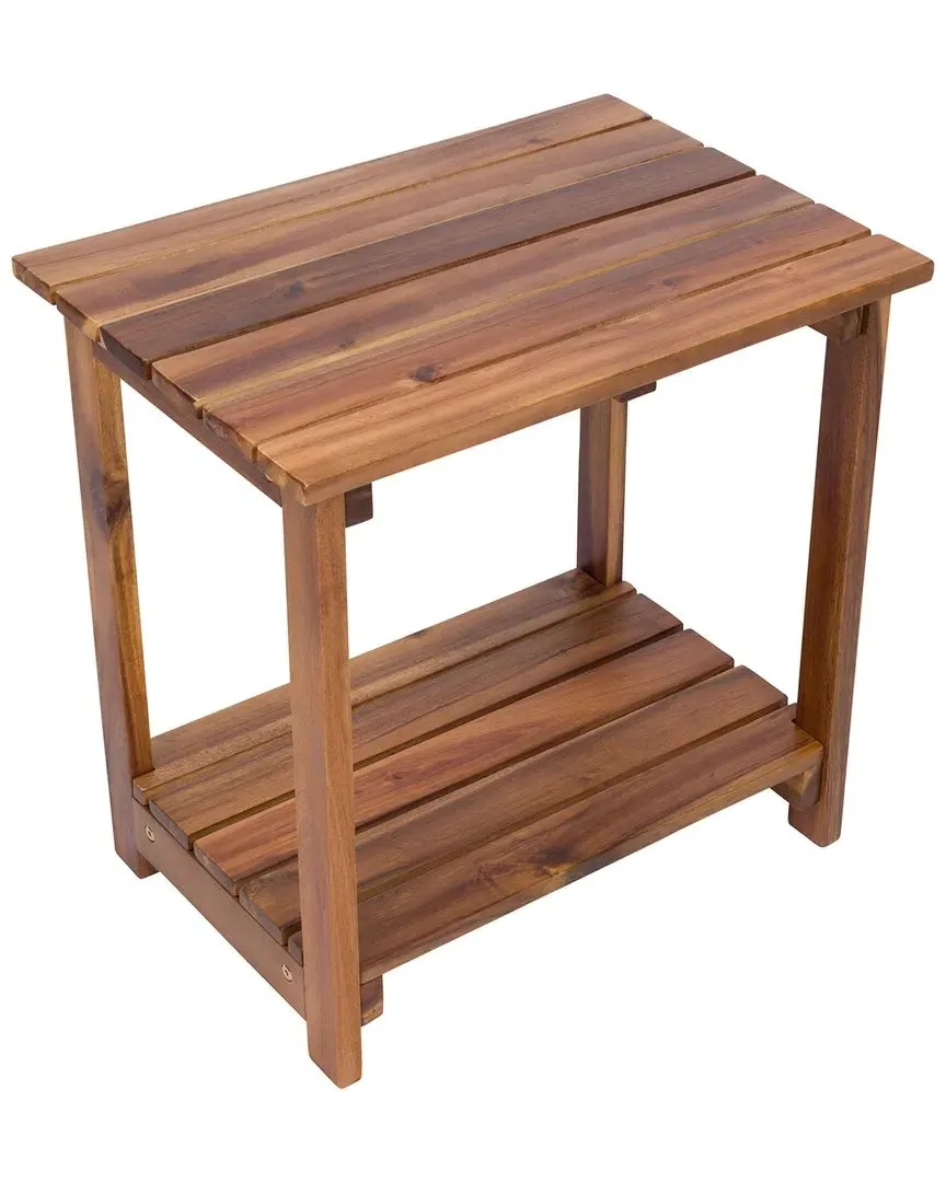 2-Tier Outdoor Side Table - Oak, Acacia Wood