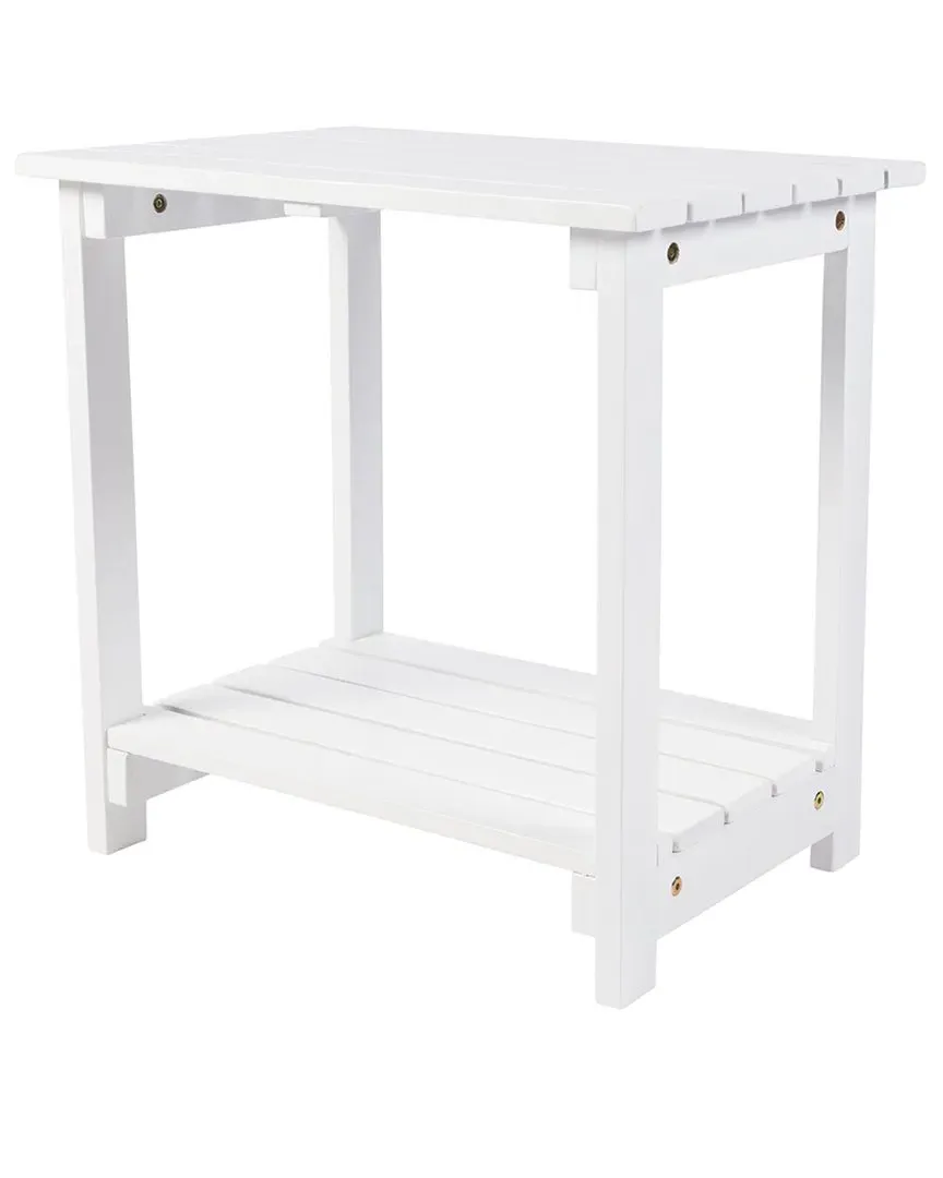 2-Tier Outdoor Side Table - White, Acacia Wood