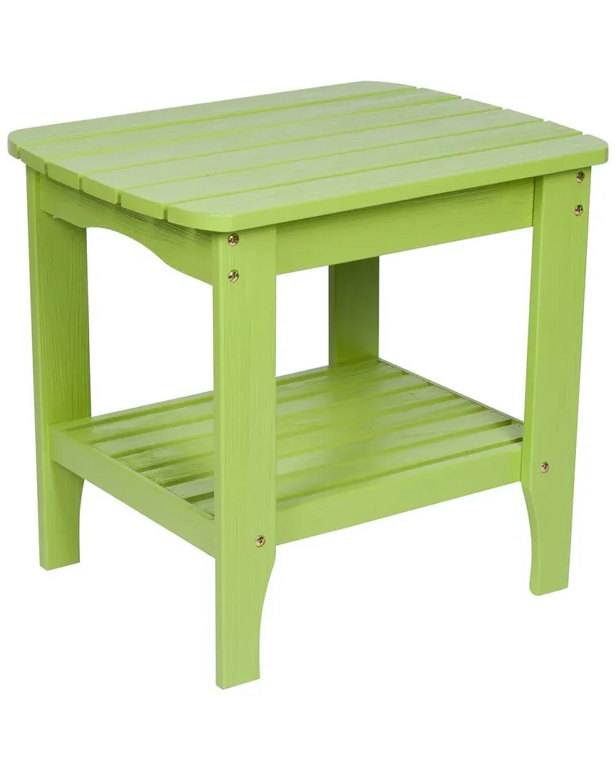 2-Tier Weather-Resistant Side Table - Green, Cedar Wood