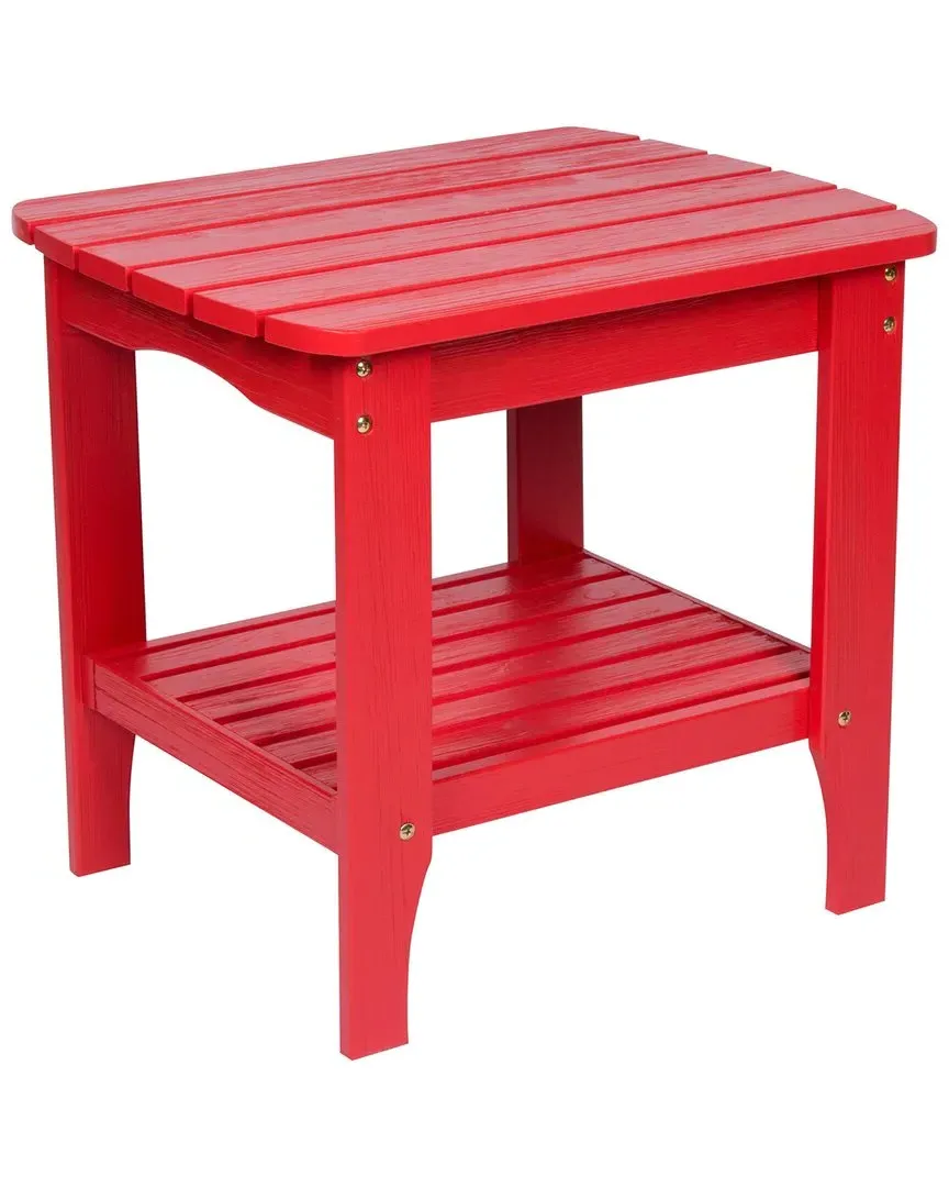 2-Tier Weather-Resistant Side Table - Red, Cedar Wood