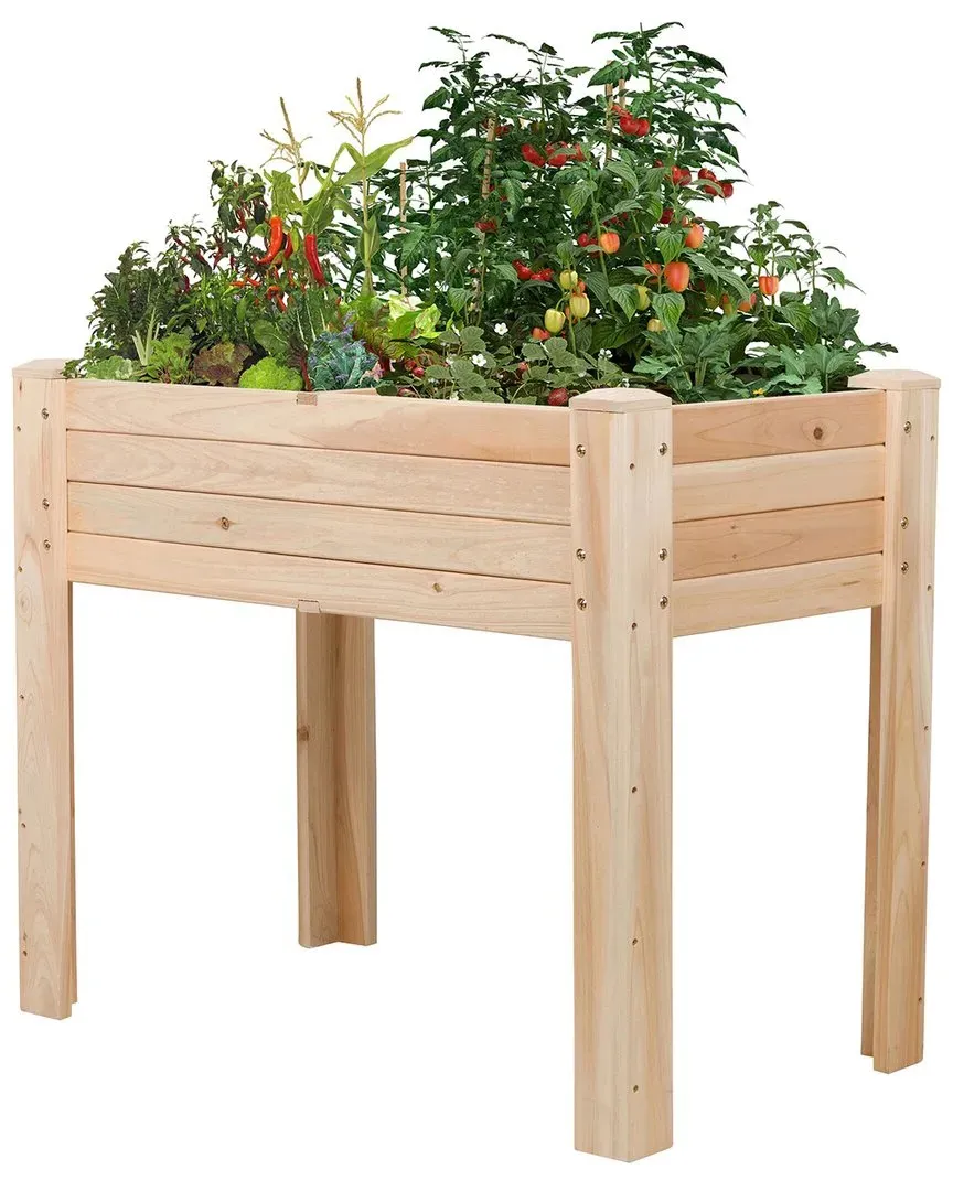 3ft Cedar Raised Garden Bed Planter with Liner - Natural