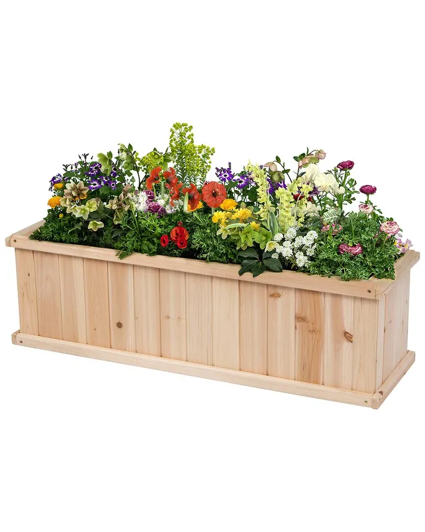 40in Cedar Raised Garden Bed Planter Box with Liner - Natural image