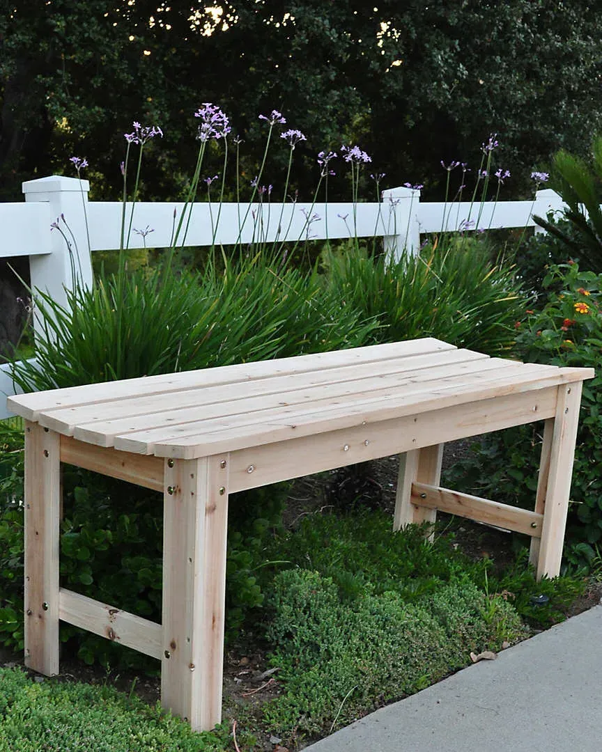 4ft Backless Garden Bench - Natural, Cedar image