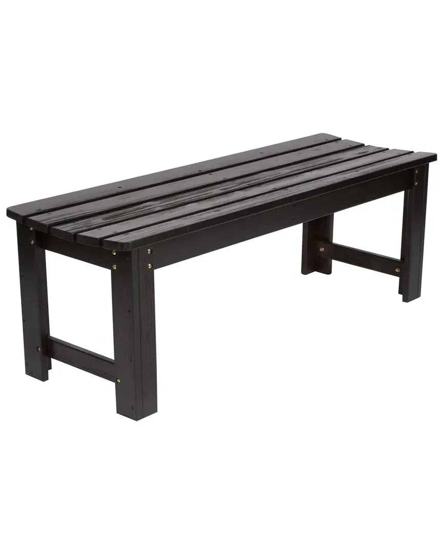 4ft Backless Garden Bench with Hydro-Tex Finish - Black, Cedar