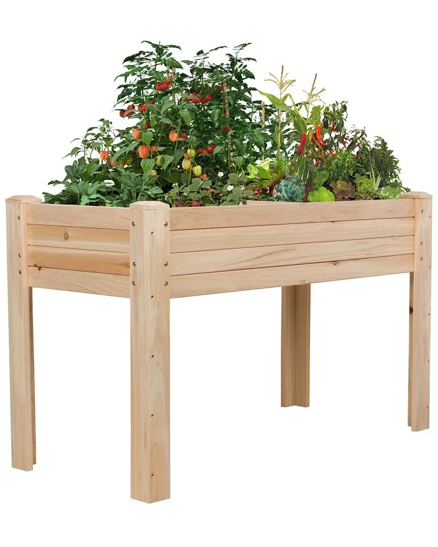 4ft Cedar Raised Garden Bed Planter with Liner - Natural