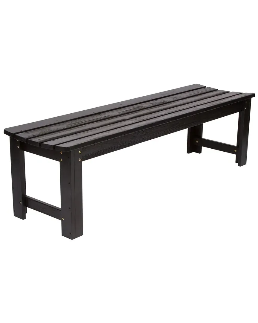 5ft Backless Garden Bench with Hydro-Tex Finish - Black, Cedar image