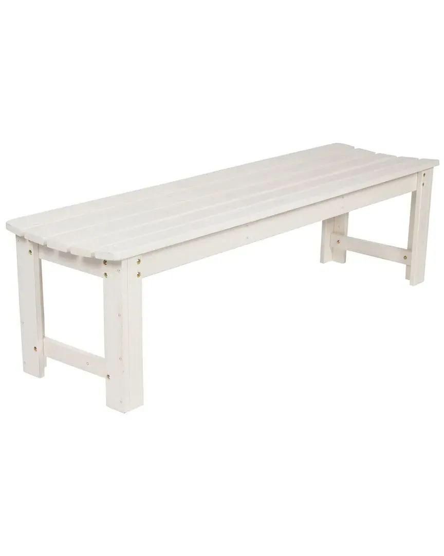 5ft Backless Garden Bench with Hydro-Tex Finish - White, Cedar