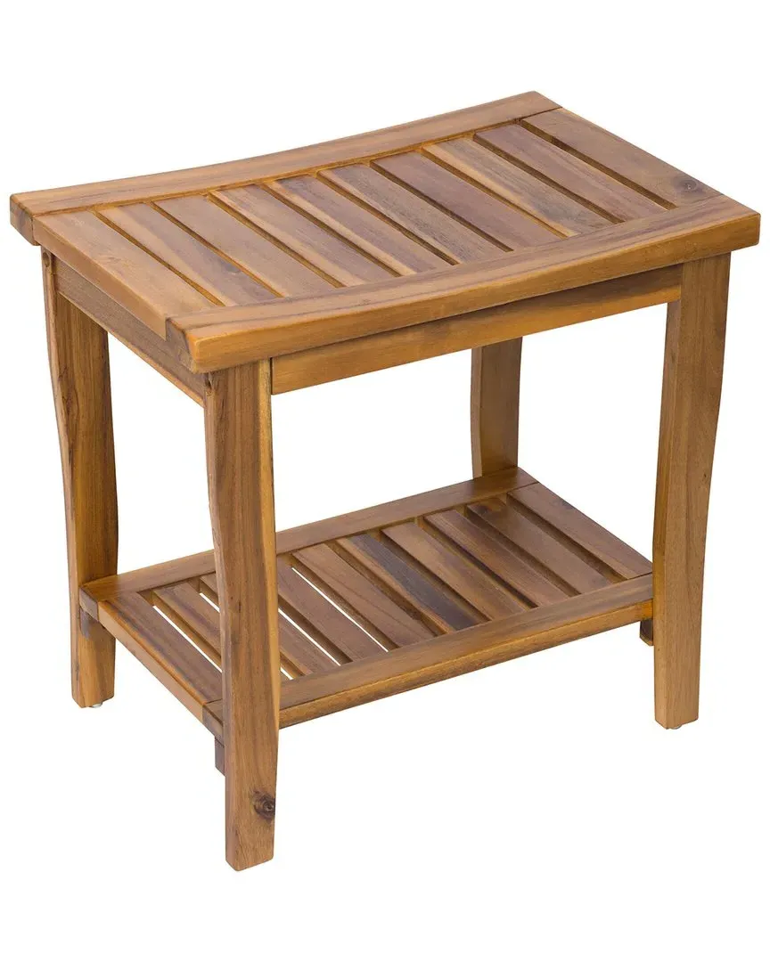 Acacia Solid Wood Shower Bench - Oak image