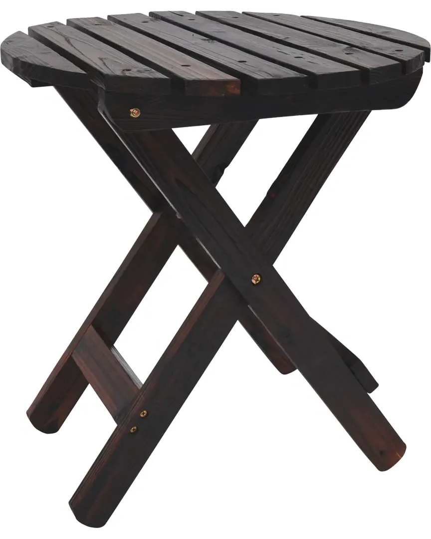 Adirondack Round Folding Table - Burnt Brown, Cedar