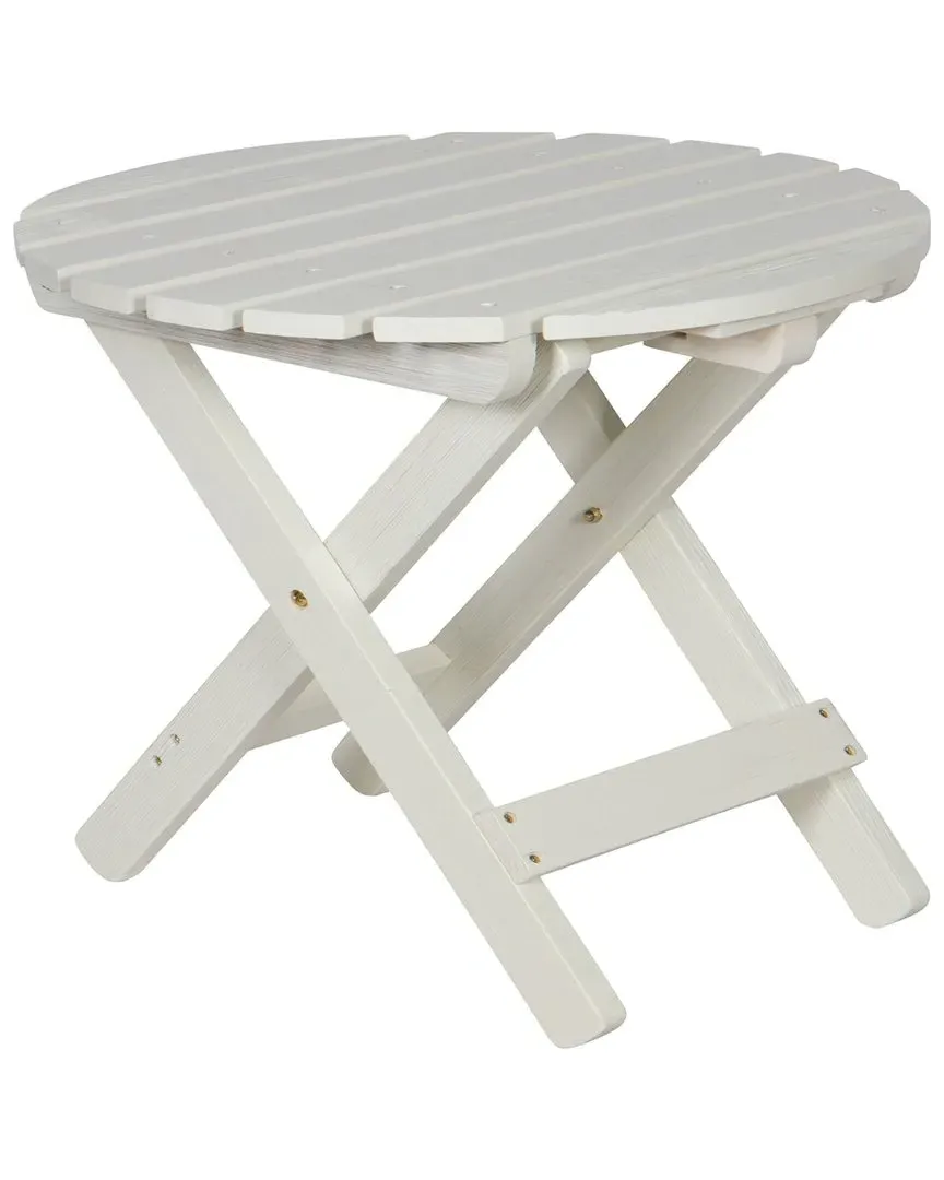 Adirondack Round Folding Table with Hydro-Tex - White, Cedar