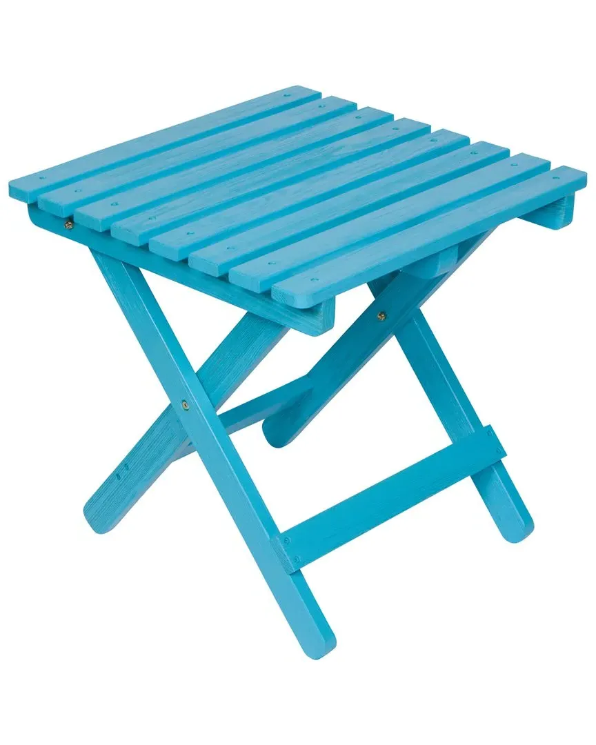 Adirondack Square Folding Table with Hydro-Tex - Aqua, Cedar