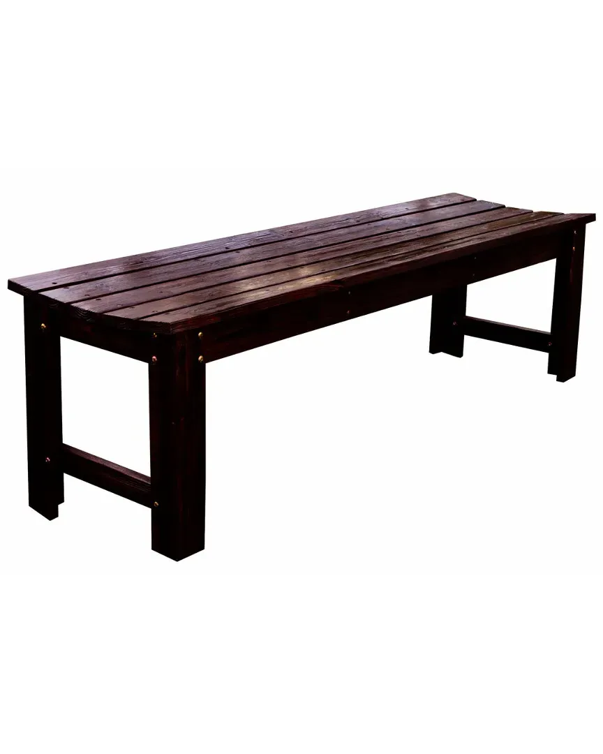 Backless Garden Bench - Burnt Brown, Cedar