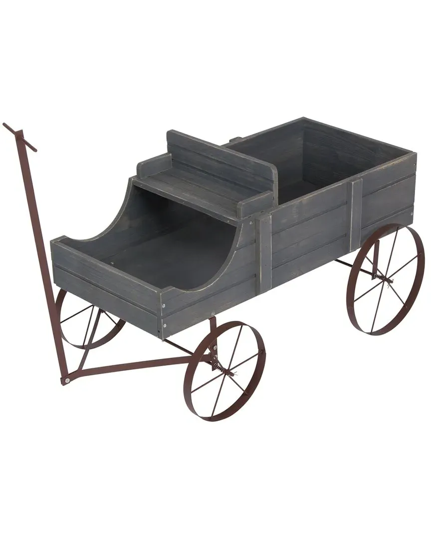Buckboard Wagon Garden Planter - Gray, Yellow Cedar
