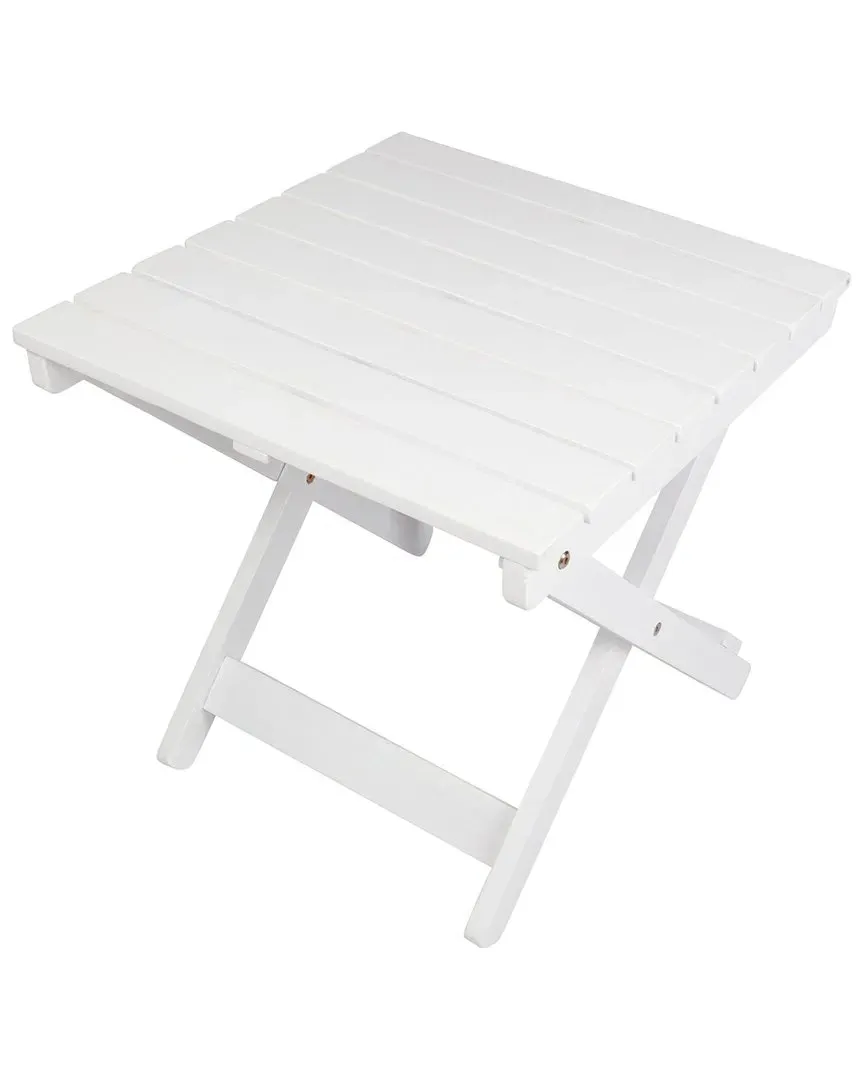 Foldable Side Table - White, Acacia Wood