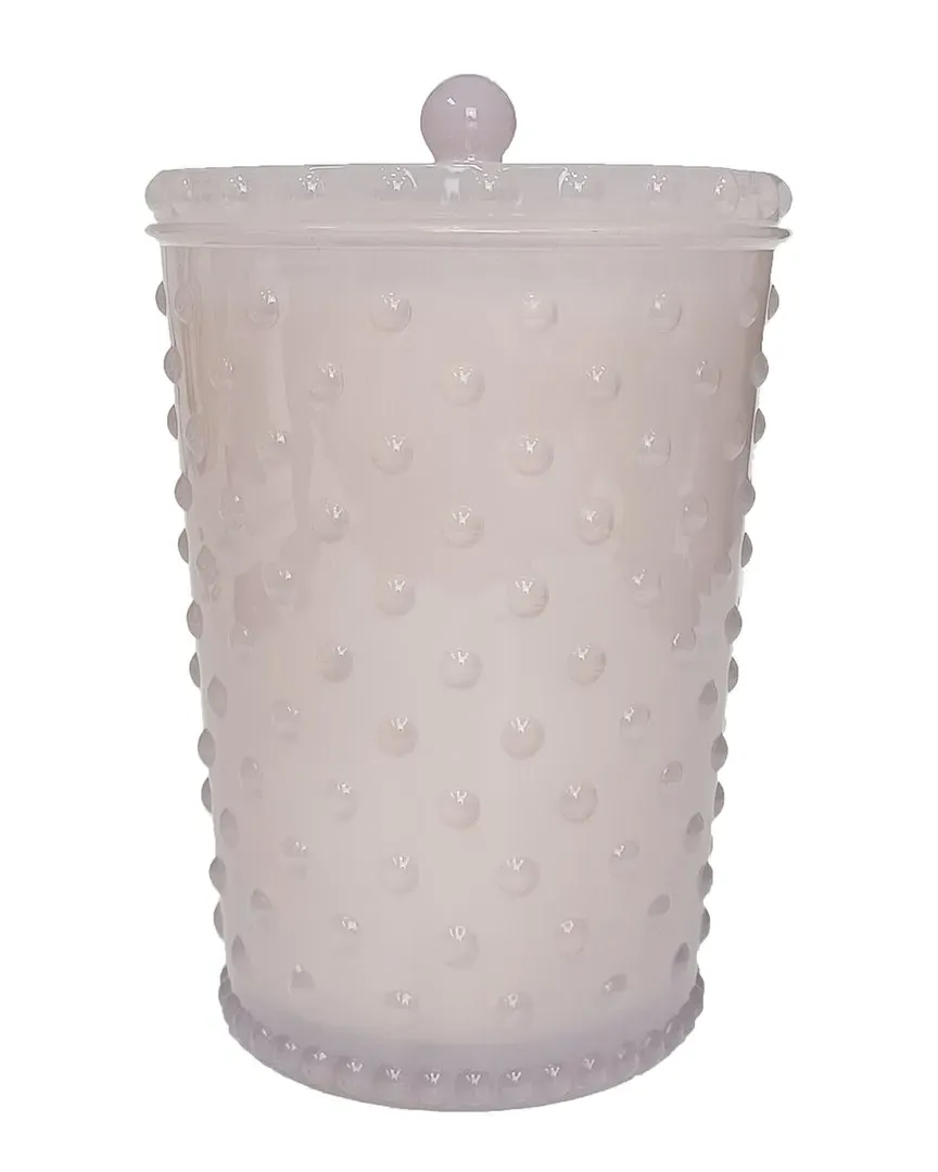 64 OZ Grande White Flower Hobnail Glass Candle - Pink
