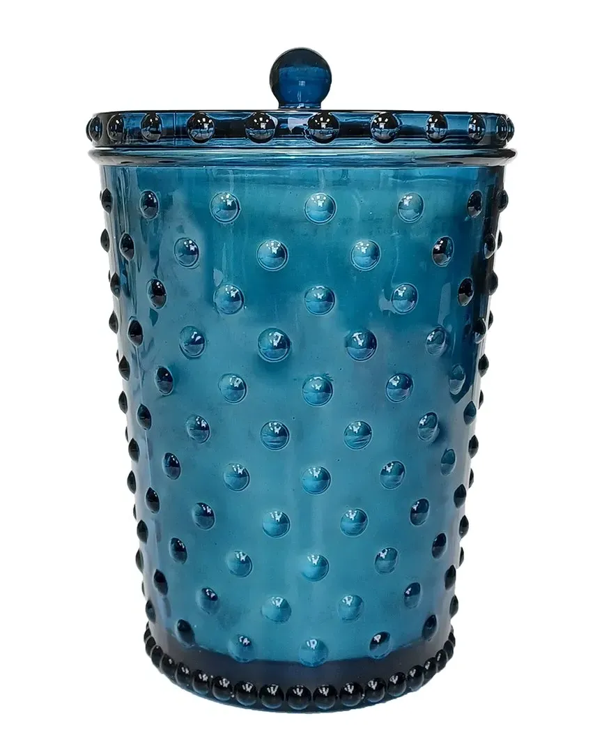 Grande Ambergris Hobnail Glass Candle - Blue