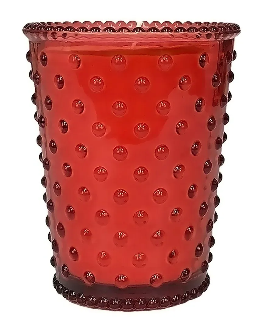 Strawberry Tomato Vine Hobnail Glass Candle - Red