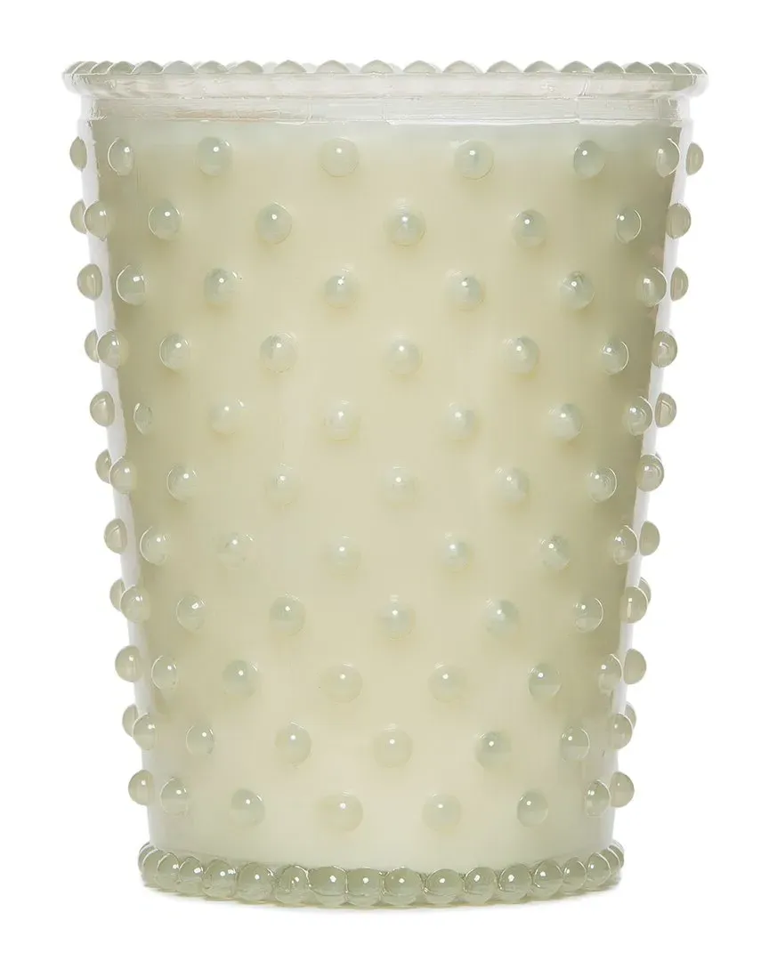 White Flower Hobnail Glass Candle - Off-White image