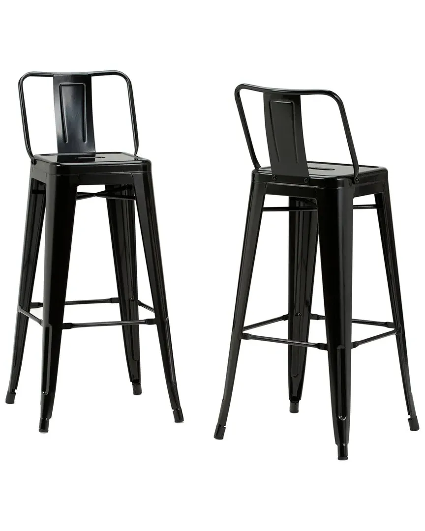 Rayne Set of 2 Bar Stools - Black, Metal