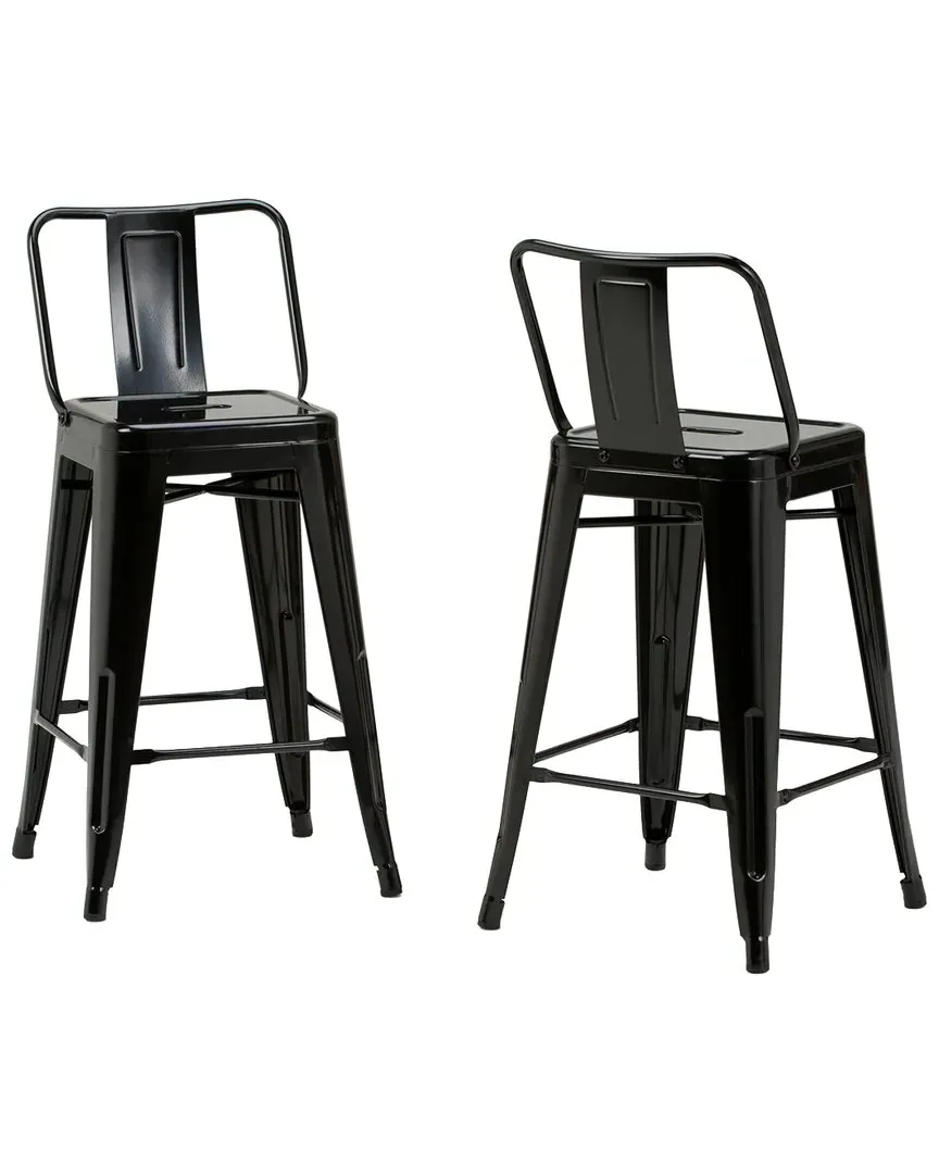 Rayne Set of 2 Counter Height Stools - Black, Metal image
