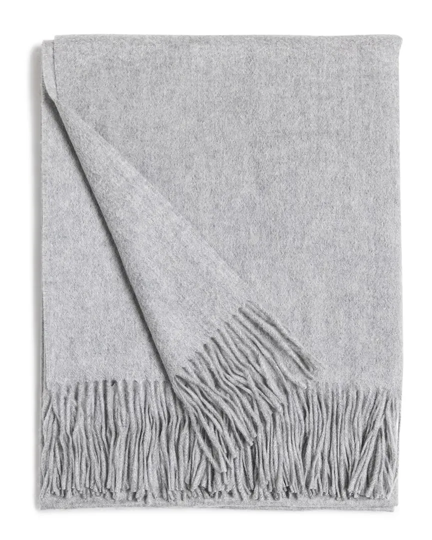 Woven Cashmere Fringed Throw - Light Grey