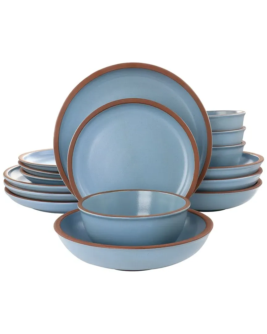 Lagos 16-Piece Double Bowl Dinnerware Set - Blue, Terracotta image