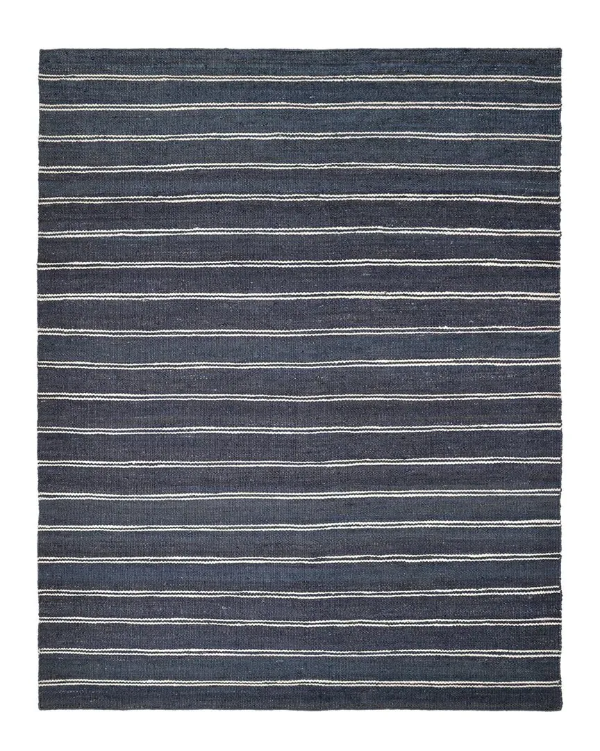 Lilly Striped Hand-Woven Area Rug - Blue, Jute-Blend image