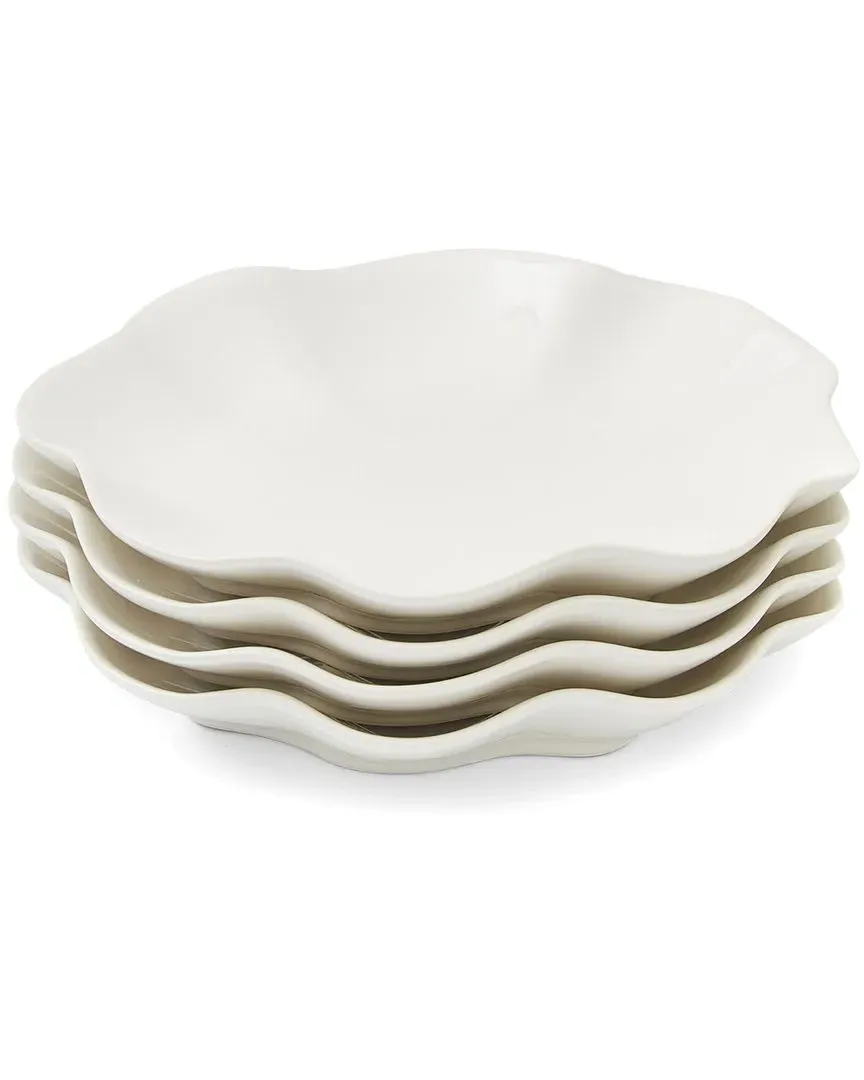 Floret Set of 4 Salad Plates - White, Stoneware