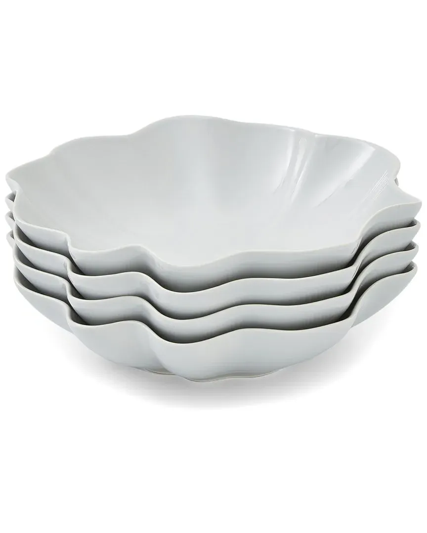 Set of 4 Floret Pasta Bowls - Grey, Stoneware image