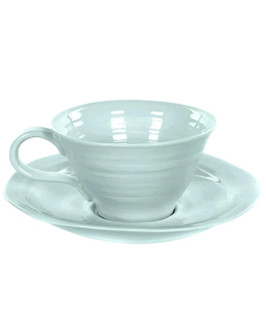 Set of 4 Teacup & Saucers - Celadon, Porcelain image