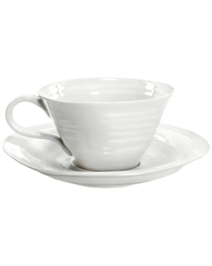 Set of 4 Teacup & Saucers - White, Porcelain
