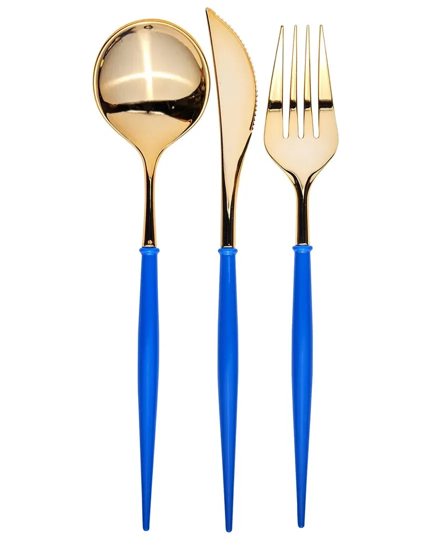 Bella 36-Piece Flatware Set - Blue, ABS Plastic