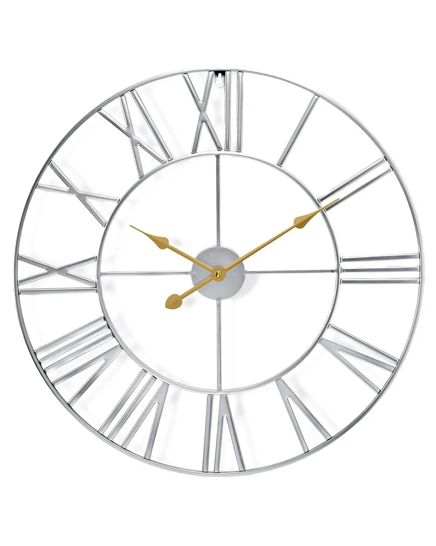 16in Metal Wall Clock - Silver