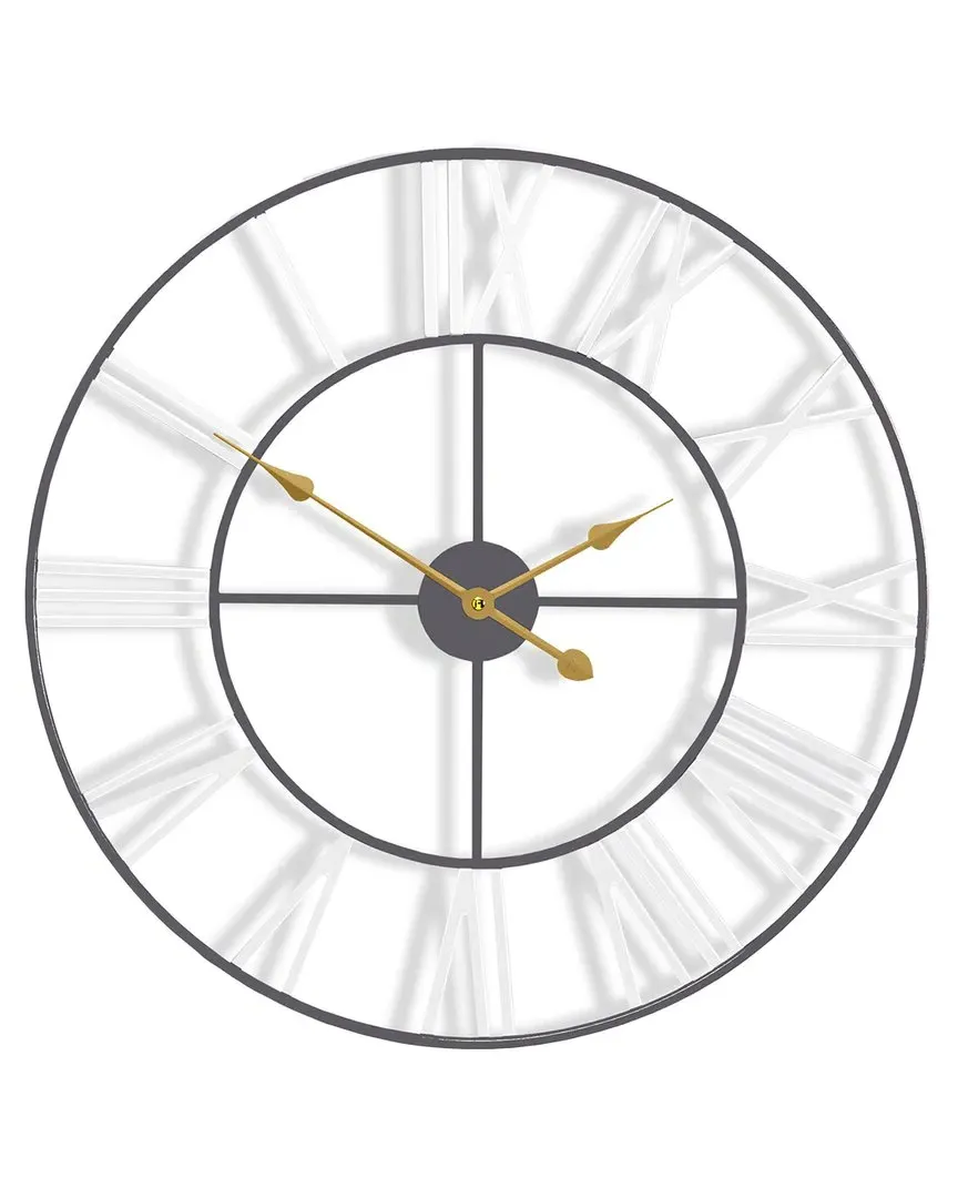 16in Metal Wall Clock - White