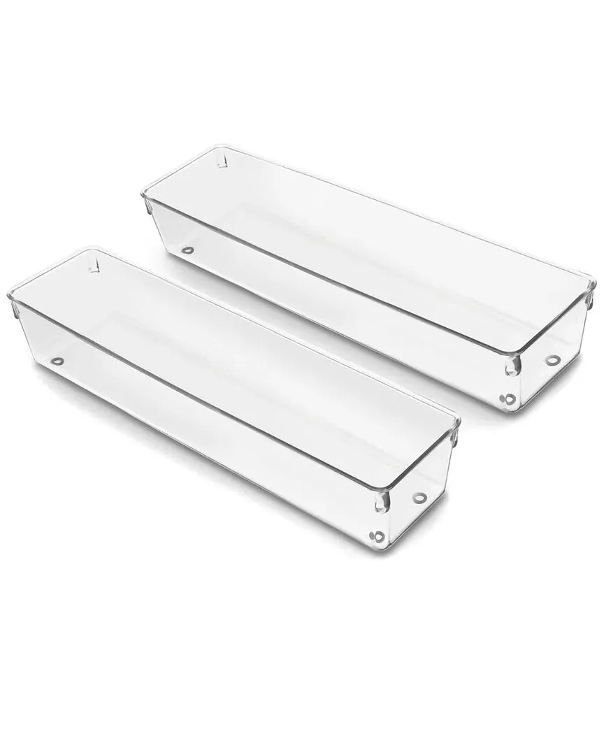 2-Piece Long Drawer Organizer Set - Clear, Plastic