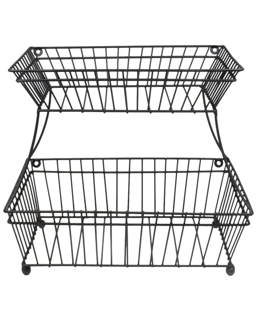 2 Tier Metal Bread Basket - Black image