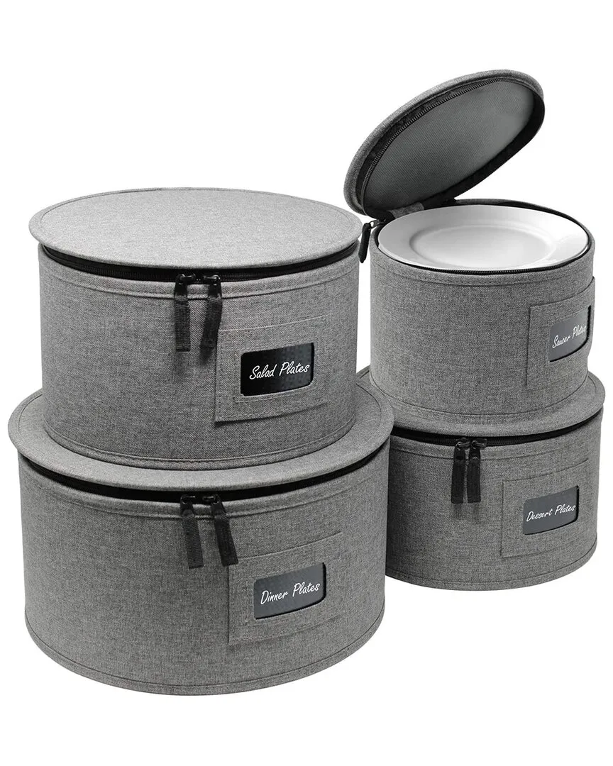 4-Piece Dinnerware Storage Set - Grey, Polyester image