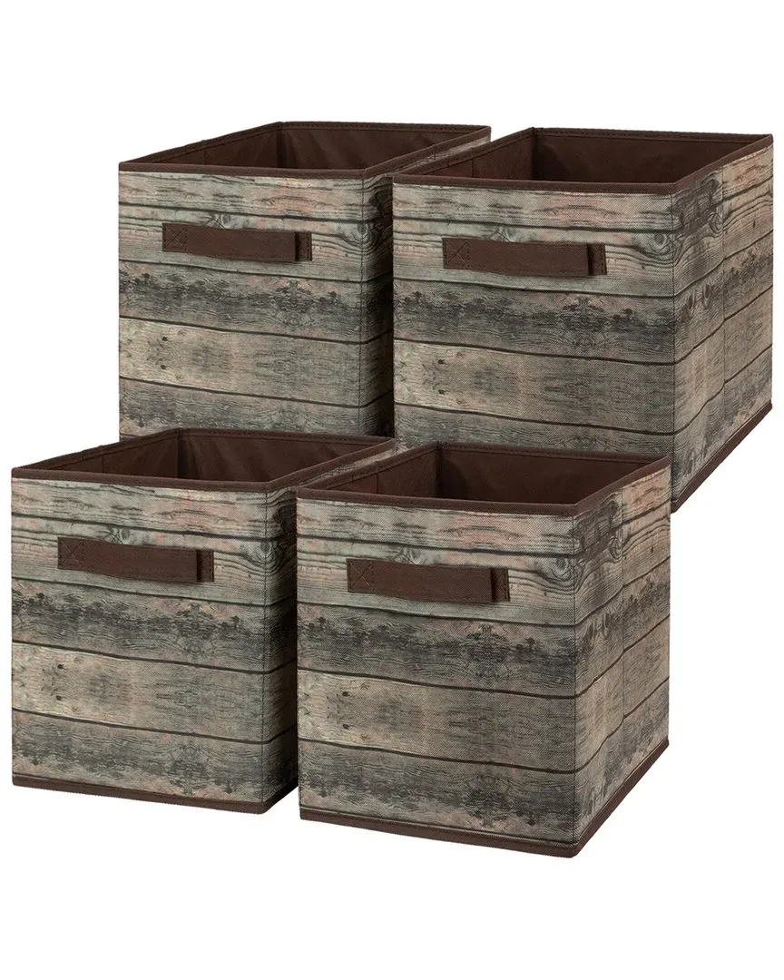 4-Piece Storage Cube Basket Set - Brown, Polyester image