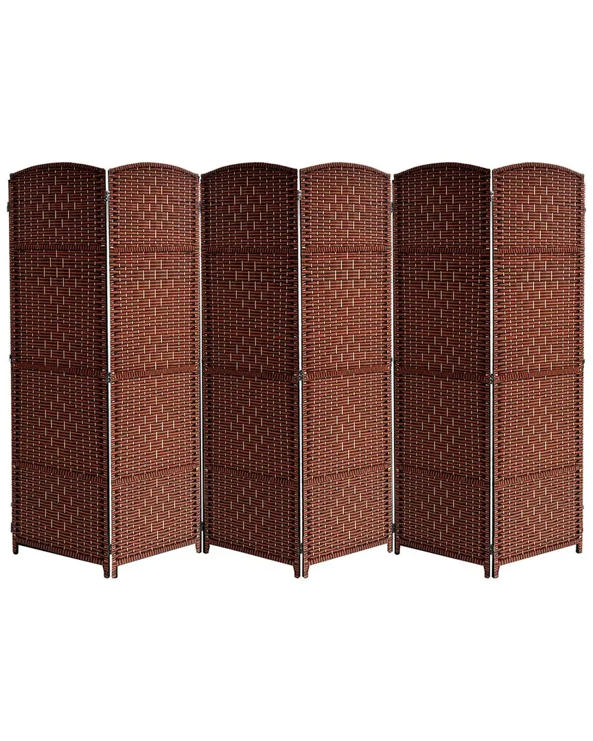 6-Panel Diamond Weave Room Divider - Brown, Pine image