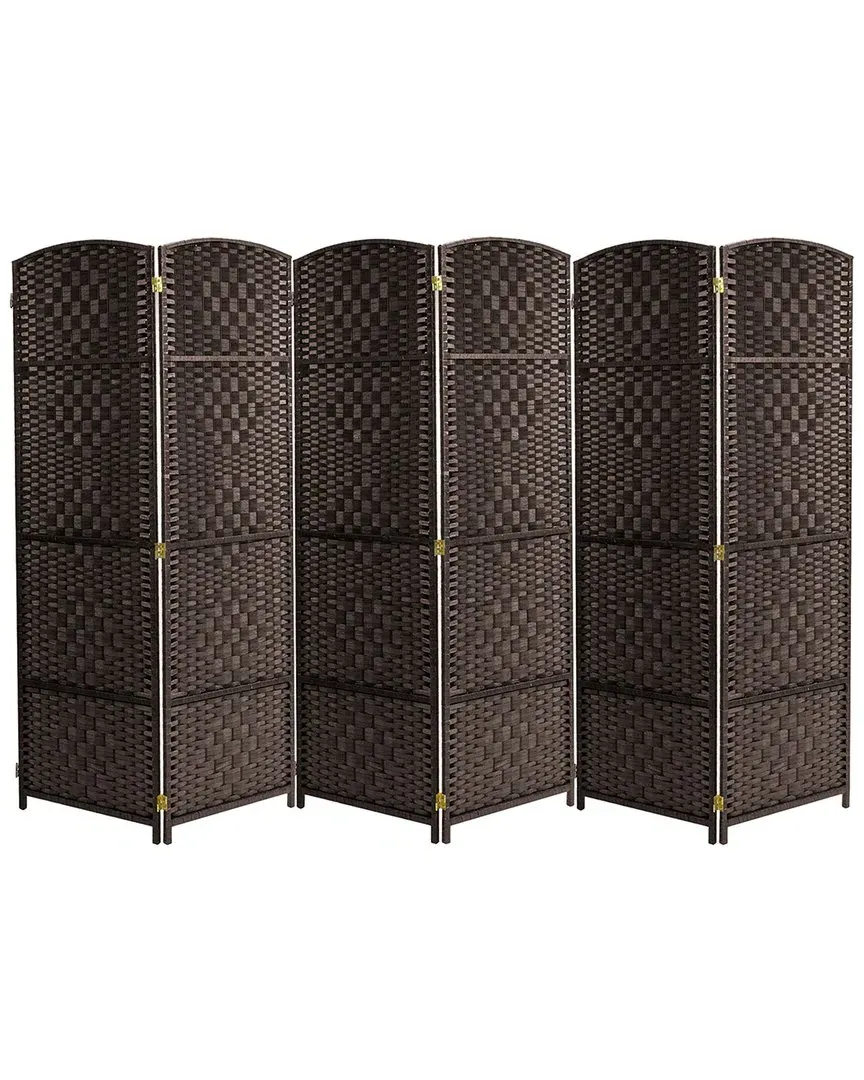 6-Panel Diamond Weave Room Divider - Espresso, Pine