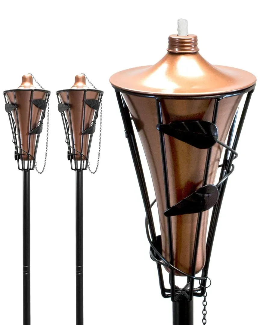 60-Inch Metal Patio Torches 2-Pack - Bronze image