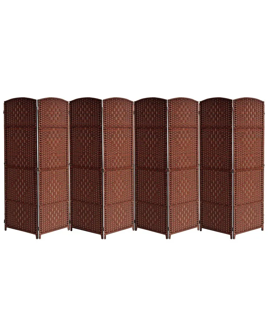 8-Panel Diamond Weave Room Divider - Brown, Pine