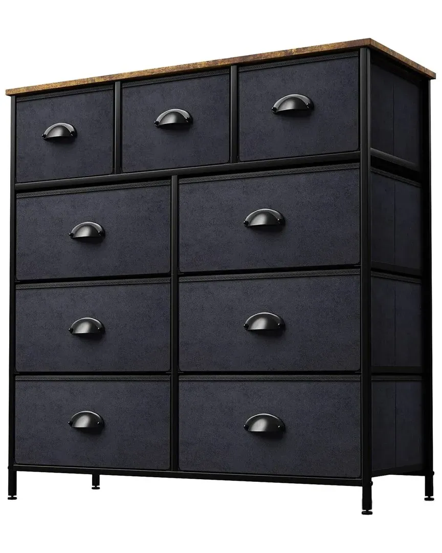 9-Drawer Chest Dresser with Foldable Drawers - Black