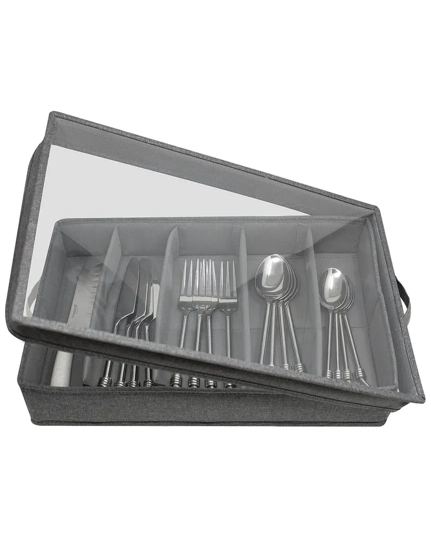 Cutlery Organizer with Lid - Grey, Polyester image