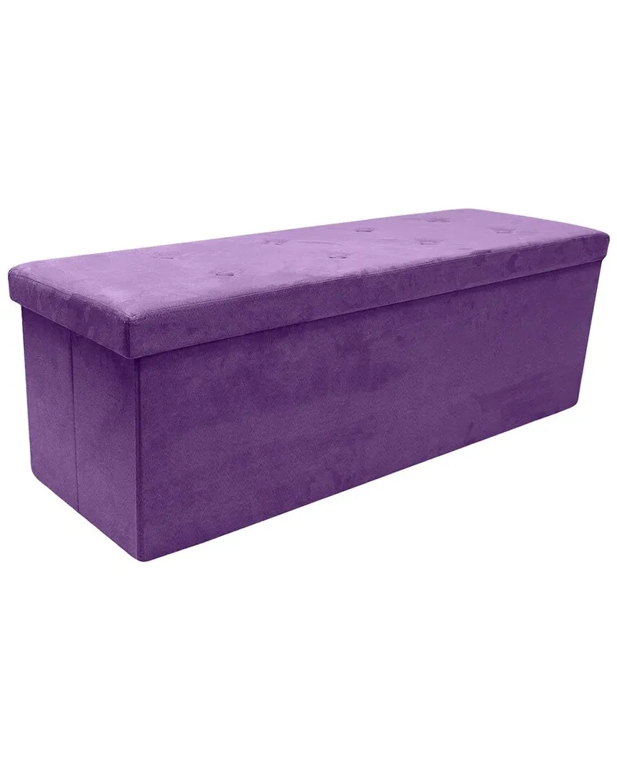 Foldable Storage Bench - Purple, Faux Suede