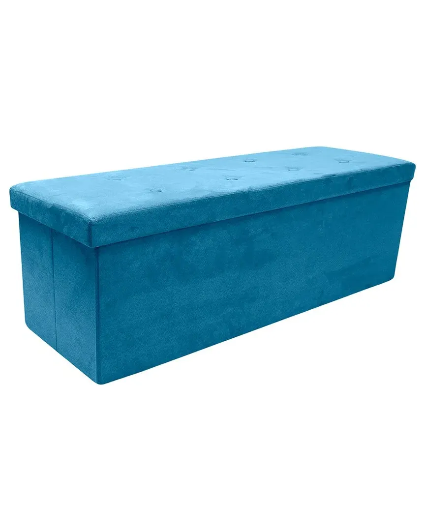 Foldable Storage Bench - Teal, Faux Suede