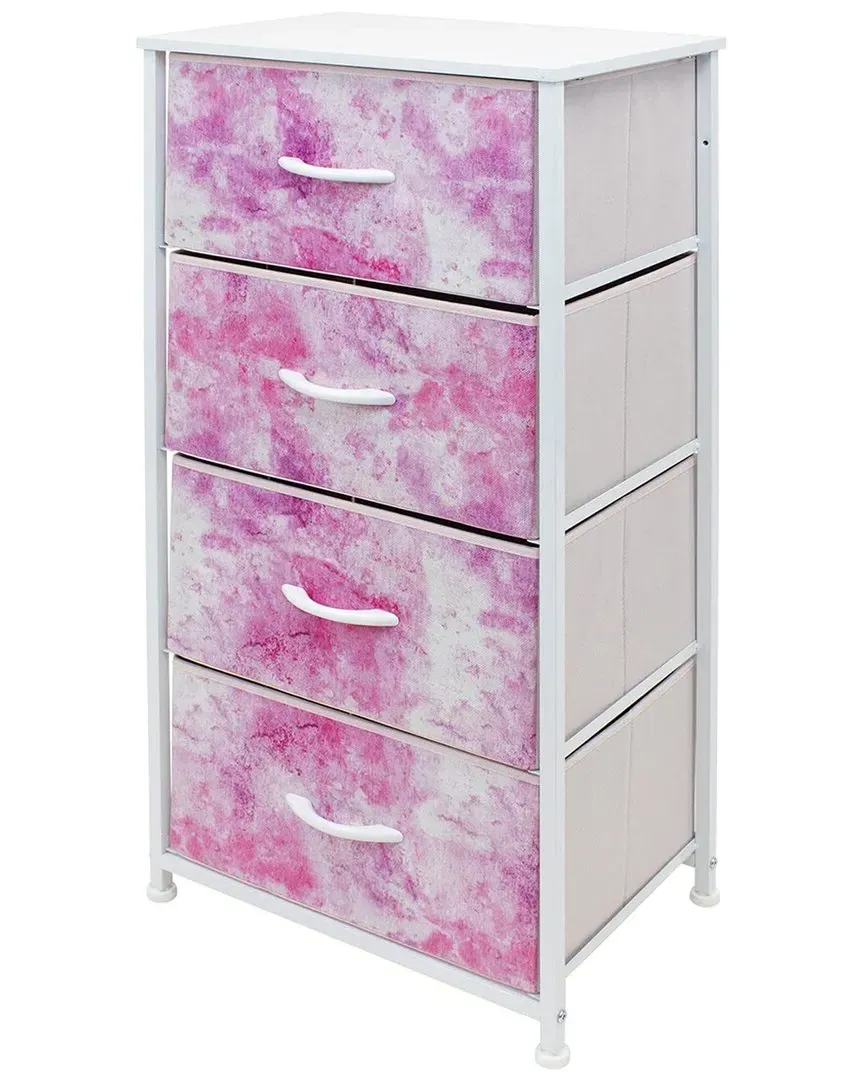 Nightstand Chest with 4 Drawers - Pink