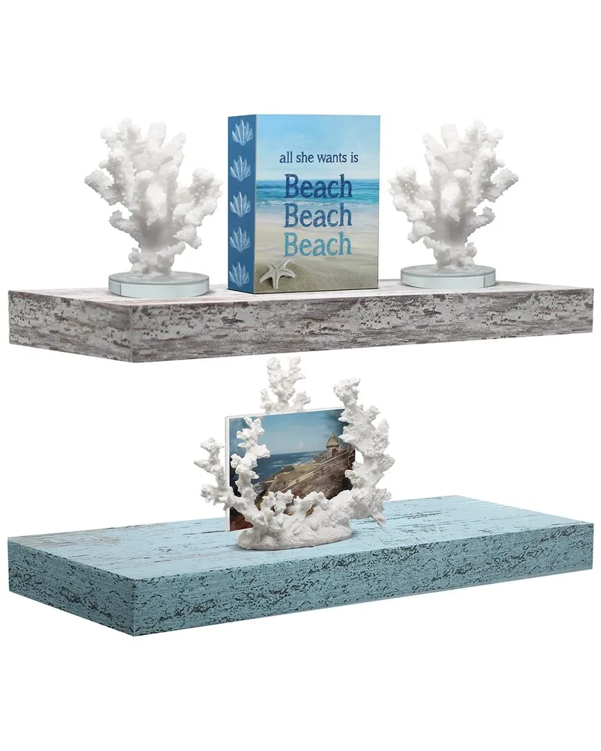 Rectangle Floating Wall Shelf - White, Faux Wood image