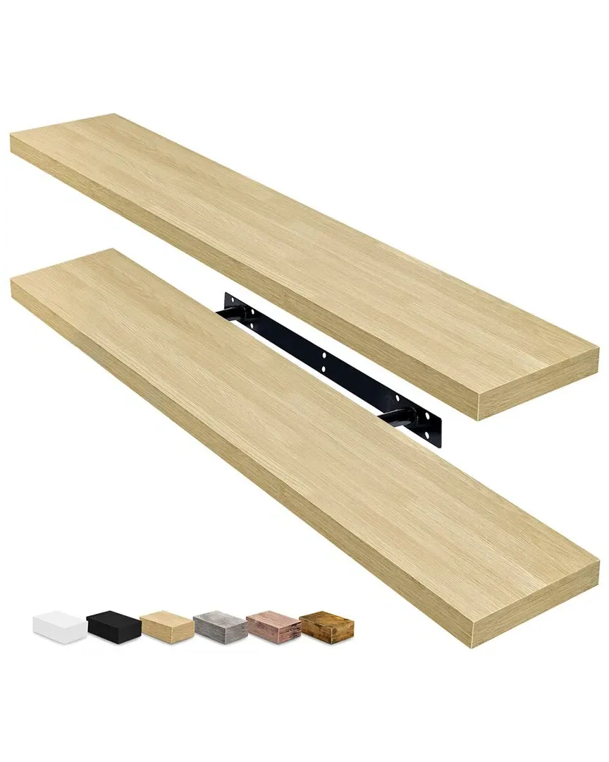 Set of 2 Long Floating Shelves - Maple, MDF image