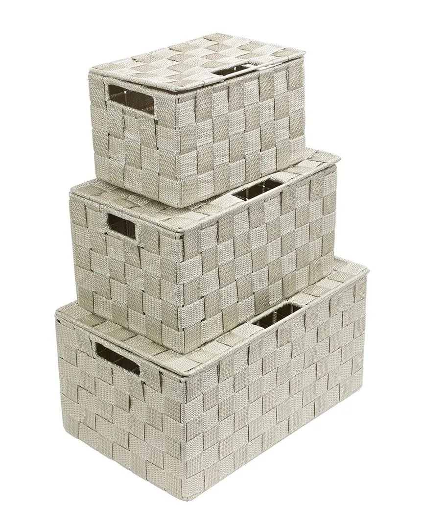 Set of 3 Weave Stackable Basket Set - Beige